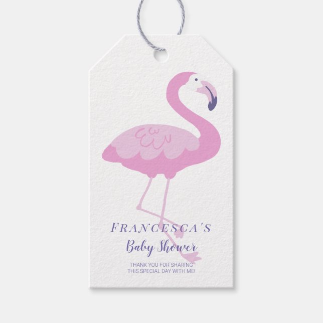 Étiquettes-cadeau Baby shower de Merci de Flamant rose rose tropical (Devant)