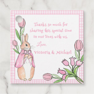 Étiquettes Cadeau Baby shower de Merci de lapin blanc rose