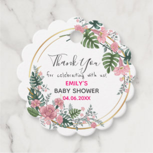 Étiquettes Cadeau Baby shower de Merci de rose fleuri
