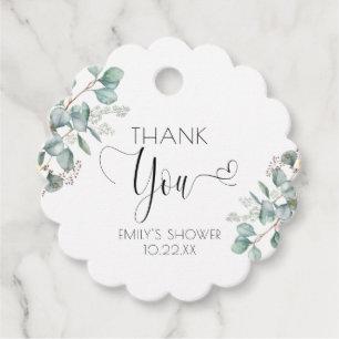 Étiquettes Cadeau Baby shower de Merci écologique simple Eucalyptus
