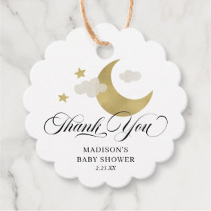 Étiquettes Cadeau Baby shower de Merci personnalisé Lune et étoiles