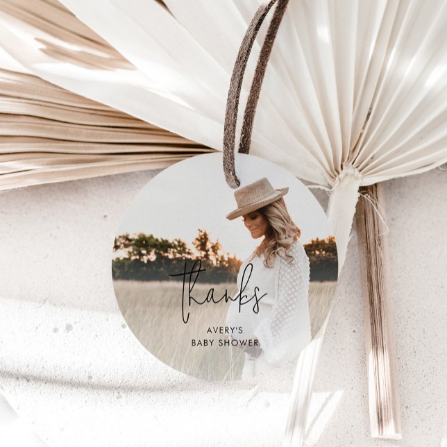 Étiquettes Cadeau Baby shower de Merci photo Boho moderne (Créateur téléchargé)