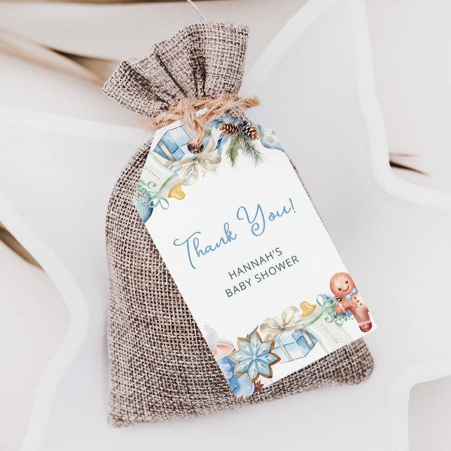 Étiquettes-cadeau Baby shower de Noël Garçon Merci Favoriser (Créateur téléchargé)