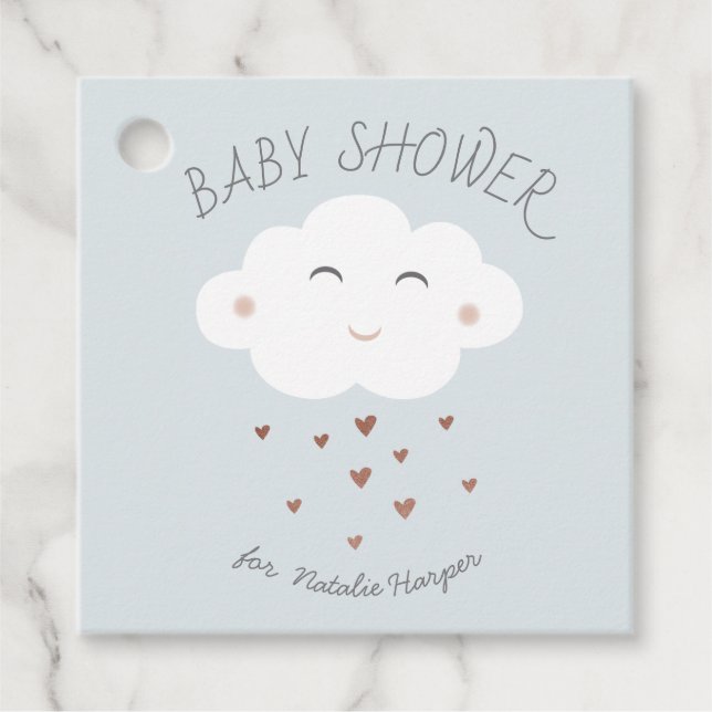 Étiquettes Cadeau Baby shower de nuage mignon (Devant)