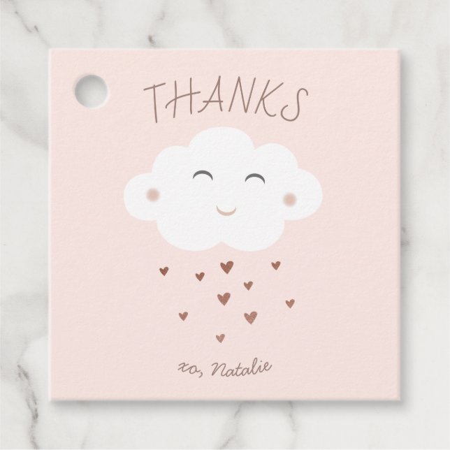 Étiquettes Cadeau Baby shower de nuage mignon (Devant)