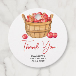Étiquettes Cadeau Baby shower de panier de pomme d'automne rond