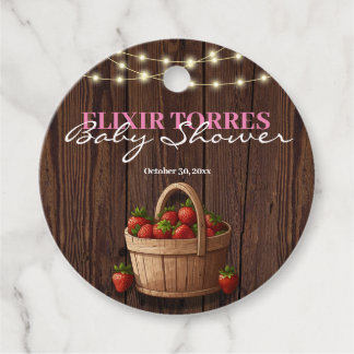 Étiquettes Cadeau Baby shower de panier en bois sucré fraise