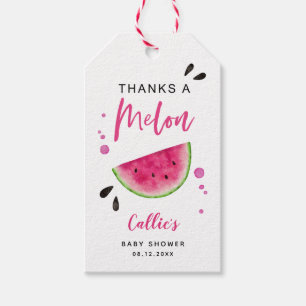 Étiquettes-cadeau Baby shower de pastèque rose