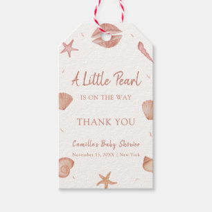 Étiquettes-cadeau Baby shower de perles Neutral Summer Ocean Seashel