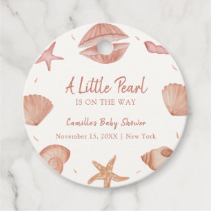Étiquettes Cadeau Baby shower de perles Neutral Summer Ocean Seashel