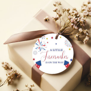 Étiquettes Cadeau baby shower de pétards de l'Indépendance du 4 juil