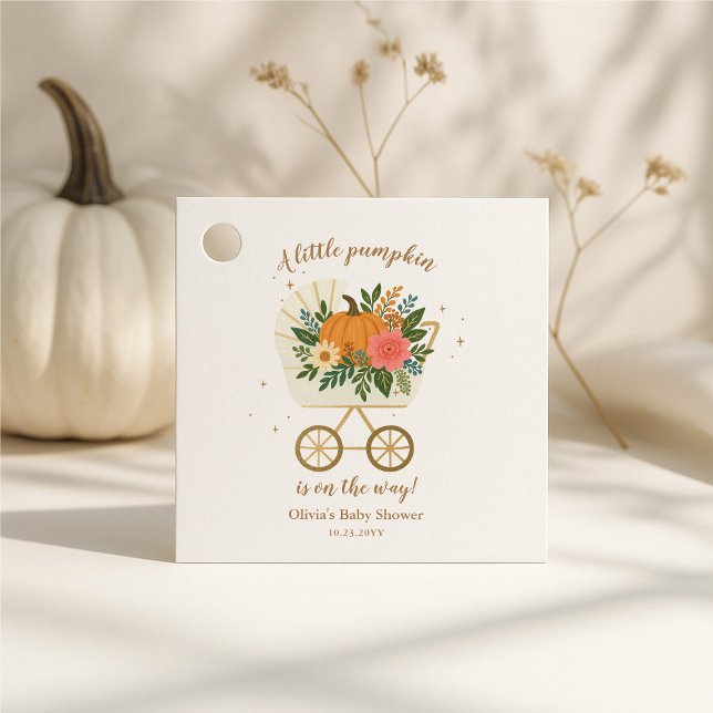 Étiquettes Cadeau Baby shower de petite fille Citrouille (Créateur téléchargé)