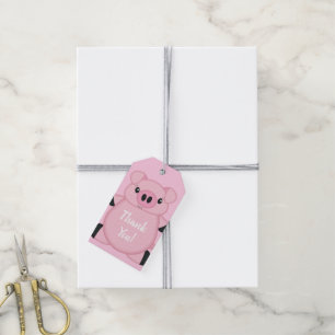 Étiquettes-cadeau Baby shower de porc ferme fille rose