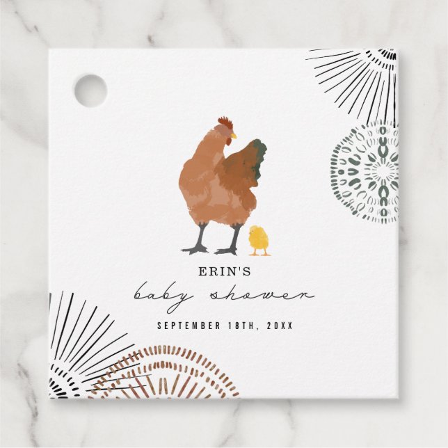 Étiquettes Cadeau Baby shower de poulet (Devant)