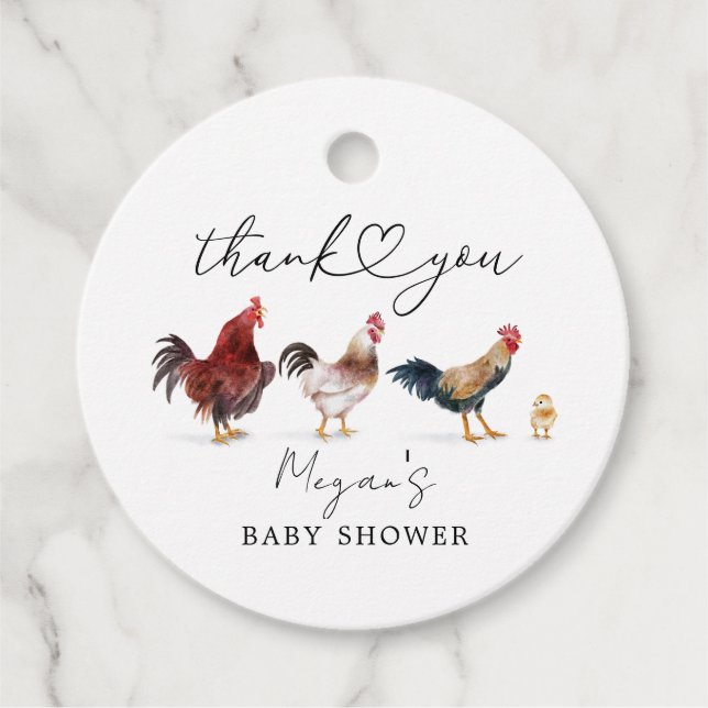 Étiquettes Cadeau Baby shower de poulet Boho (Devant)