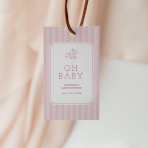 Étiquettes-cadeau Baby shower de poussette de bébé mignonne Preppy