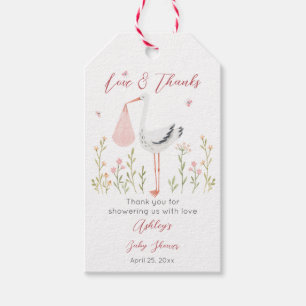 Étiquettes-cadeau Baby shower de ressort spécial de la cigogne
