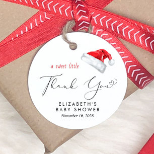Étiquettes Cadeau Baby shower de Santa Hat Merci