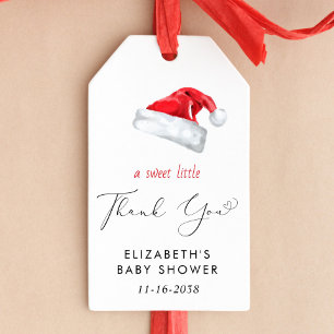 Étiquettes-cadeau Baby shower de Santa Hat Merci