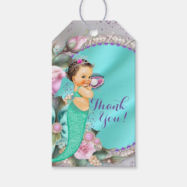 Étiquettes-cadeau Baby shower de sirène (Devant)
