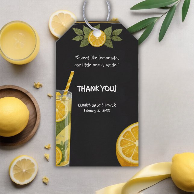 Étiquettes-cadeau Baby shower de socle en carton citronné doux (Créateur téléchargé)