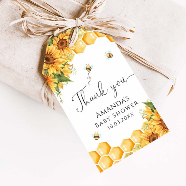 Étiquettes-cadeau Baby shower de tournesols doux comme peuvent être (Créateur téléchargé)