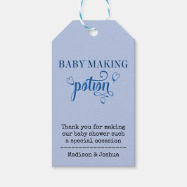 Étiquettes-cadeau Baby shower de typographie bleu pour bébé