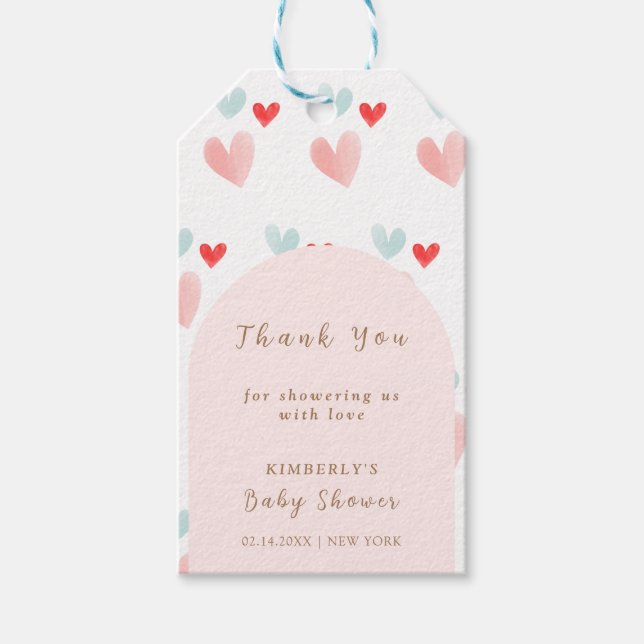 Étiquettes-cadeau Baby shower de Valentines de l'Arc Pastel Sweethea (Devant)