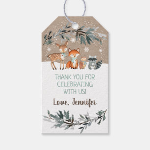 Étiquettes-cadeau Baby shower de verdure des bois d'hiver