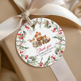 Étiquettes Cadeau Baby shower des animaux de Noël en bois