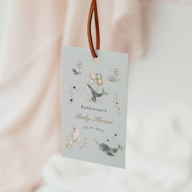 Étiquettes-cadeau Baby shower des baleines magiques (Créateur téléchargé)