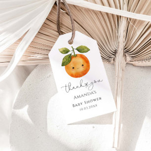 Étiquettes-cadeau Baby shower d'été migre Orange