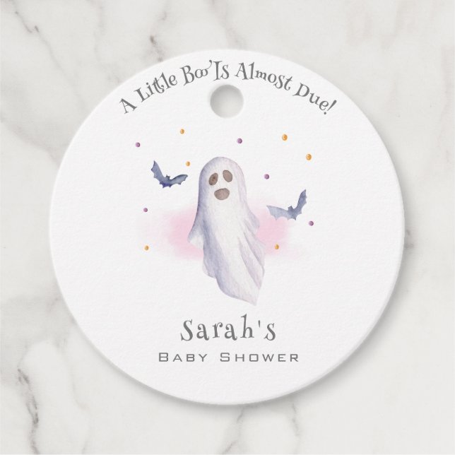Étiquettes Cadeau Baby shower d'Halloween Whimsical Little Boo (Devant)