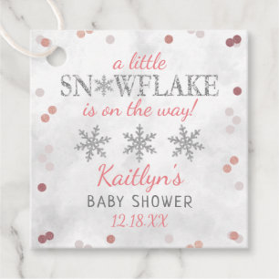 Étiquettes Cadeau Baby shower d'hiver des petites filles de flocon d