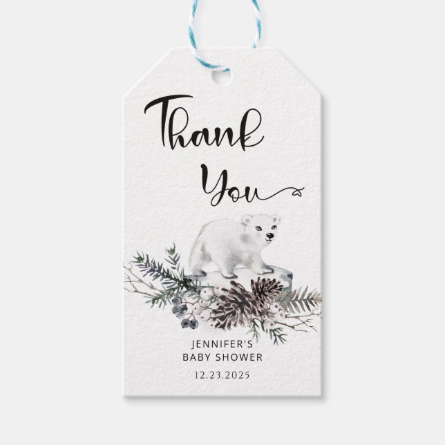 Étiquettes-cadeau Baby shower d'hiver merci (Devant)