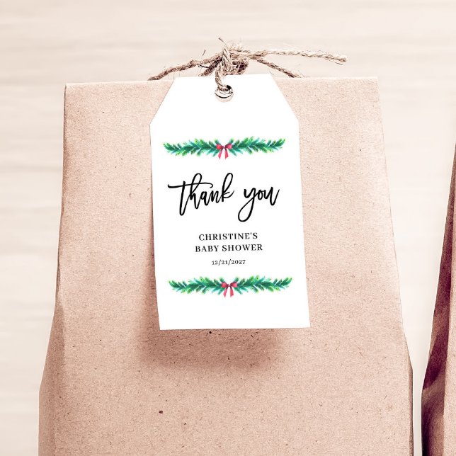 Étiquettes-cadeau Baby shower d'hiver Noël (Créateur téléchargé)