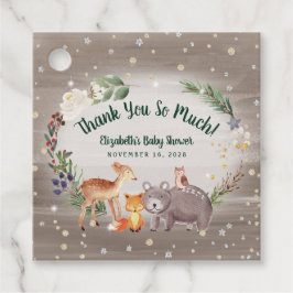 Étiquettes Cadeau Baby shower d'hiver sur les animaux des bois
