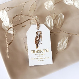 Étiquettes-cadeau Baby shower d'illustration de la chouette mûre Mer