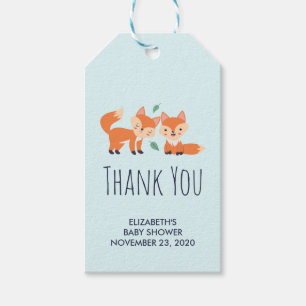 Étiquettes-cadeau Baby shower d'illustration graphique de renards or