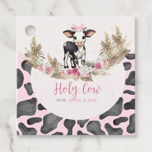 Étiquettes Cadeau Baby shower d'impression de vache rose Holy Cow