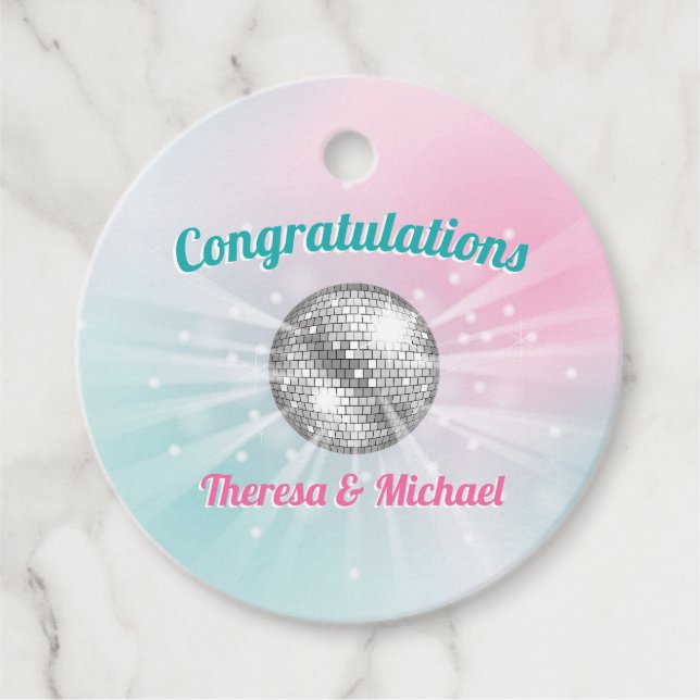 Étiquettes Cadeau Baby shower Disco Ball (Devant)