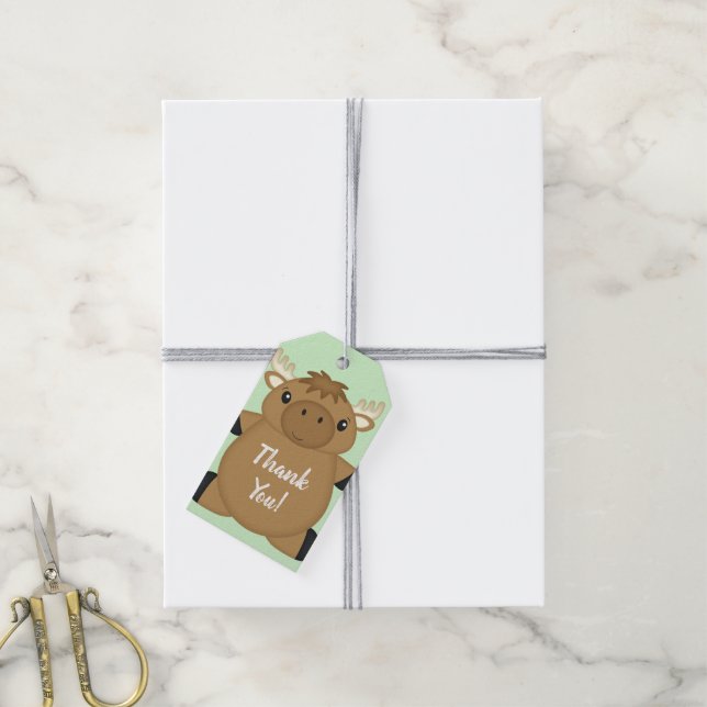 Étiquettes-cadeau Baby shower d'orignal (Avec de la ficelle)