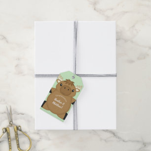 Étiquettes-cadeau Baby shower d'orignal vert