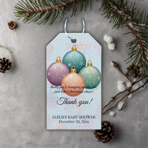 Étiquettes-cadeau Baby shower d'ornement moderne Pastel Christmas