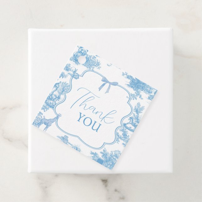 Étiquettes Cadeau Baby shower d'ours bleu bleu français (En situation)
