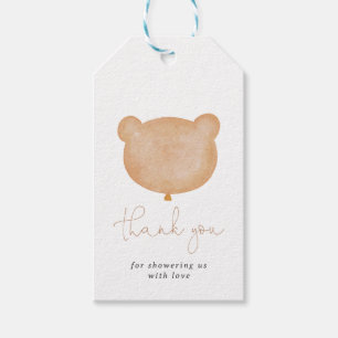 Étiquettes-cadeau Baby shower d'ours en peluche Brown neutre pour le