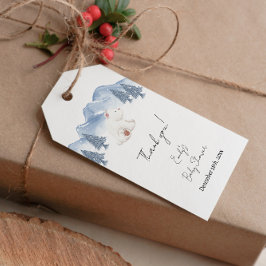 Étiquettes-cadeau Baby shower d'ours polaire hivernal neutre pour le