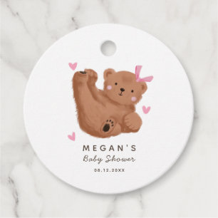 Étiquettes Cadeau Baby shower d'ours rose