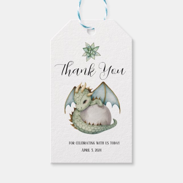 Étiquettes-cadeau Baby shower Dragon (Devant)