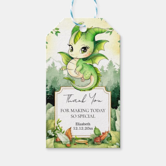 Étiquettes-cadeau Baby shower Dragon (Devant)